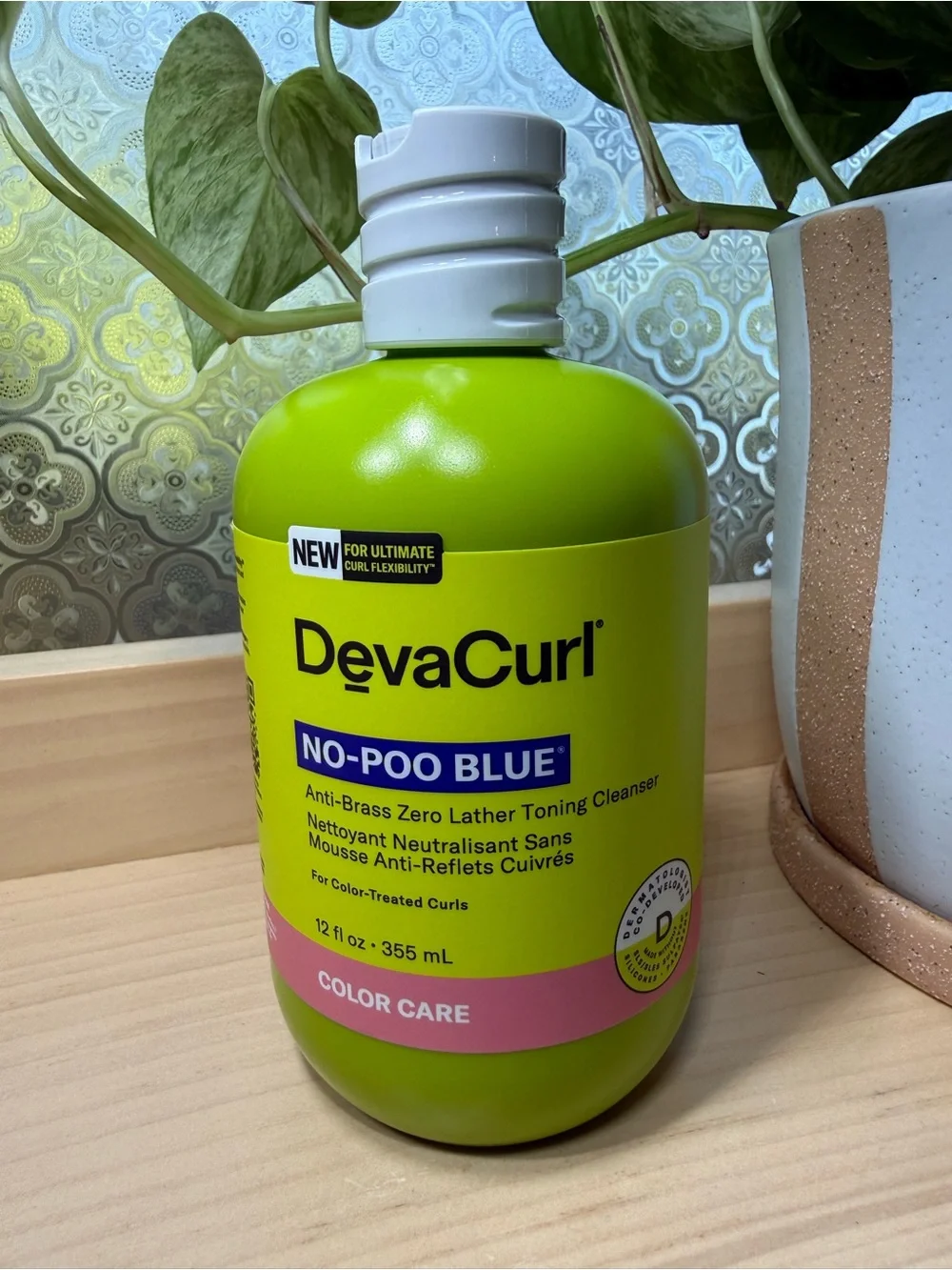 DevaCurl No-Poo Anti Brass Zero Lather Toning Cleans for color treated curls New